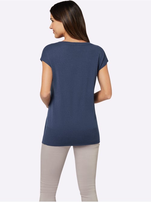 Débardeur en tricot sans manches à encolure en U avec ourlet côtelé - Taille standard - Moda Vilona - Kiabi