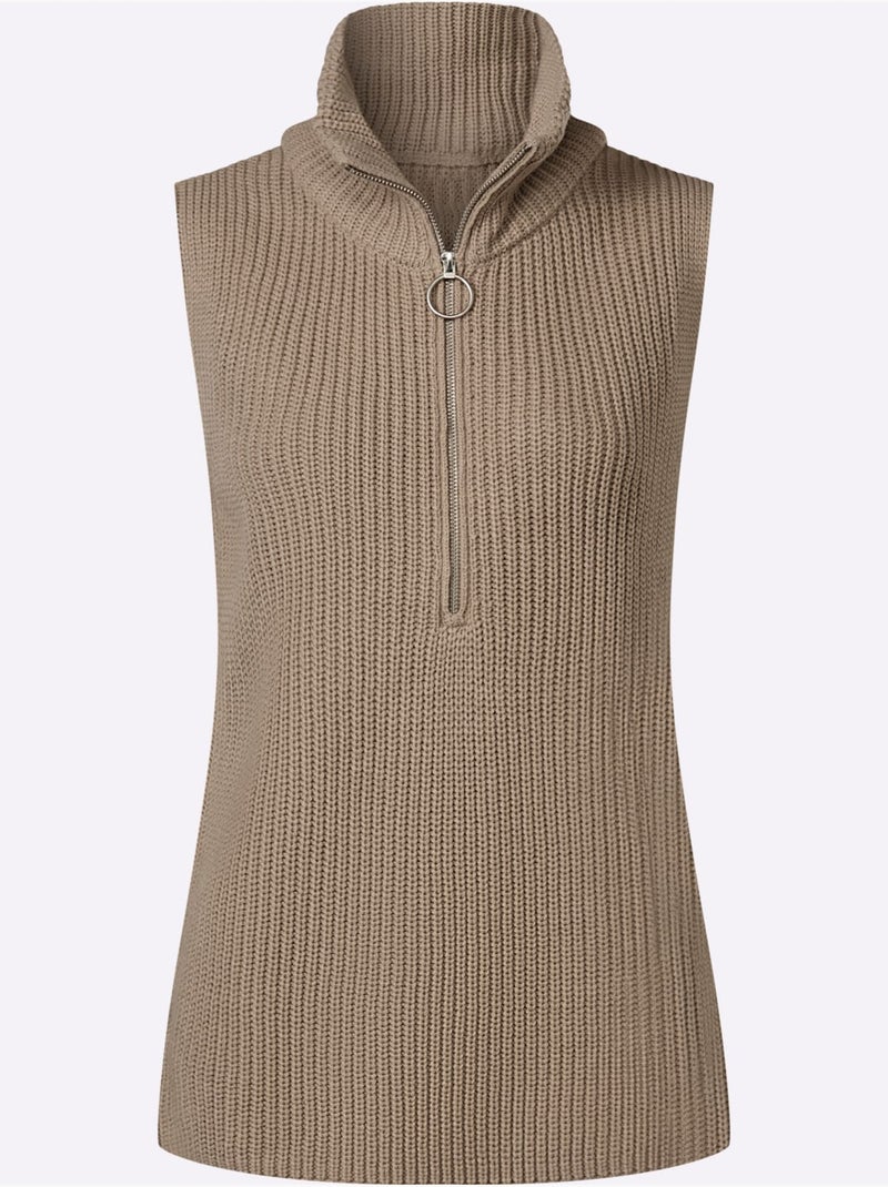 Débardeur En Tricot Tricot - Taille Standard - Moda Vilona Beige - Kiabi