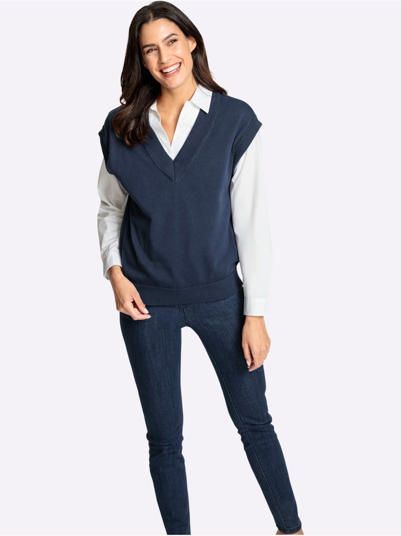 Débardeur en tricot tricot fin - taille standard - witt Bleu foncé - Kiabi