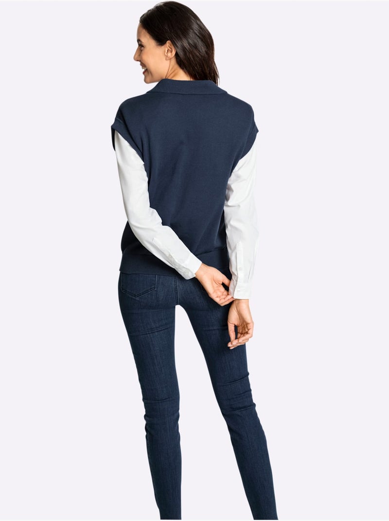 Débardeur en tricot tricot fin - taille standard - witt Bleu foncé - Kiabi