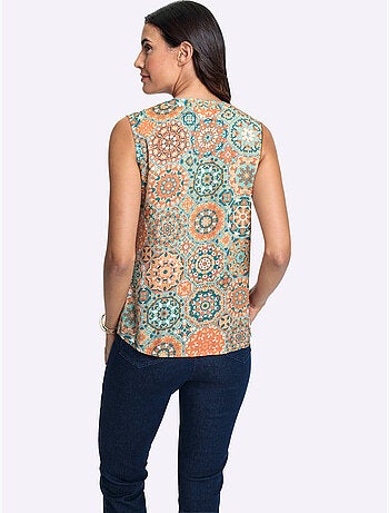 Débardeur en viscose avec col à boutons et imprimé mandala - Taille standard - Witt