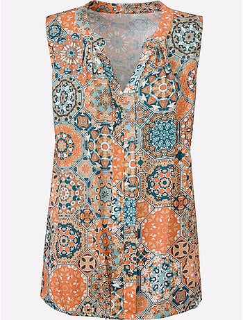 Débardeur en viscose avec col à boutons et imprimé mandala - Taille standard - Witt