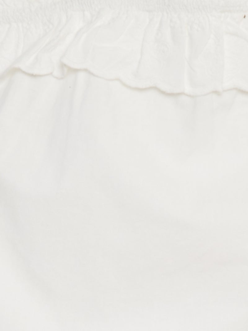 Débardeur en voile de coton avec broderie anglaise blanc - Kiabi