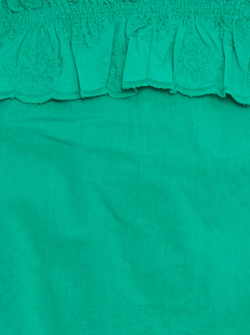 Débardeur en voile de coton avec broderie anglaise VERT - Kiabi