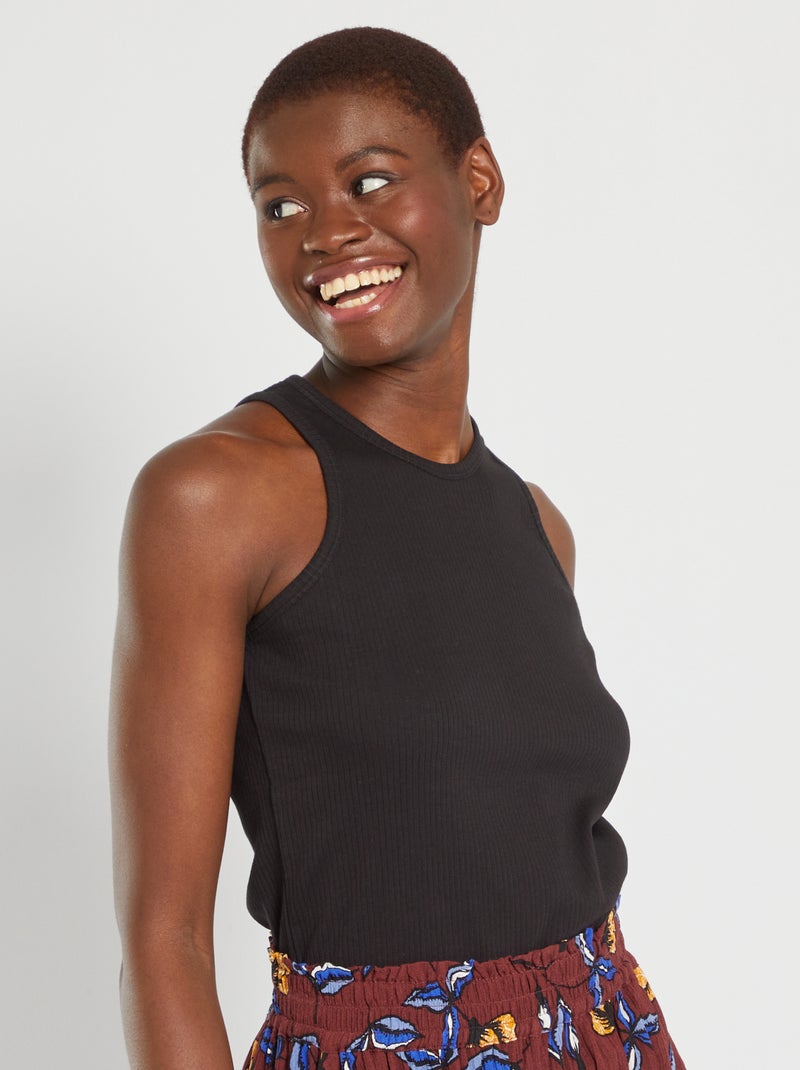 Débardeur encolure américaine noir - Kiabi