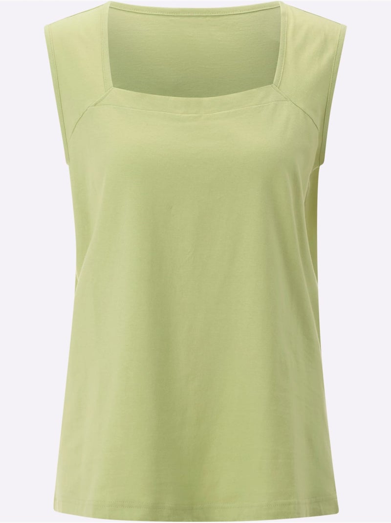 Débardeur encolure carrée sans manches avec coutures décoratives - Taille standard - Moda Vilona Vert tilleul - Kiabi