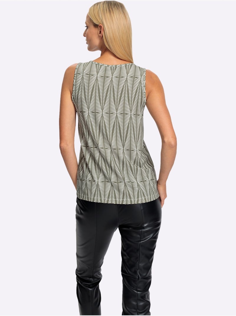 Débardeur Encolure En V à Tirette - Taille Standard - helline Blanc Vert - Kiabi