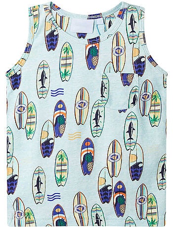 Débardeur enfant coton imprimé planches de surf - vidaxl