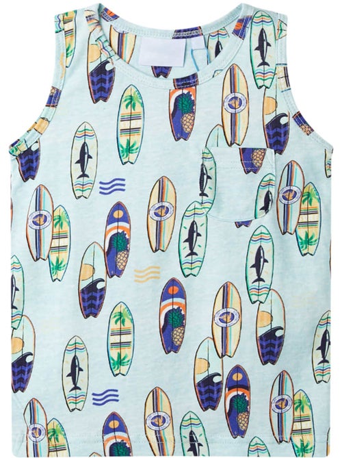 Débardeur enfant coton imprimé planches de surf - vidaxl - Kiabi