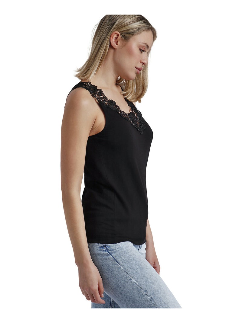 Débardeur Escote Guipur Noir - Kiabi