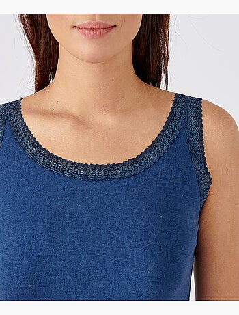 Débardeur Essential en coton extensible, orné de dentelle - Damart