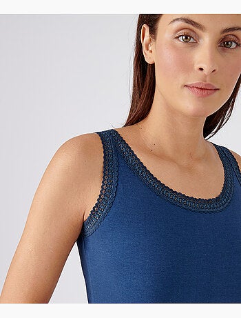 Débardeur Essential en coton extensible, orné de dentelle - Damart