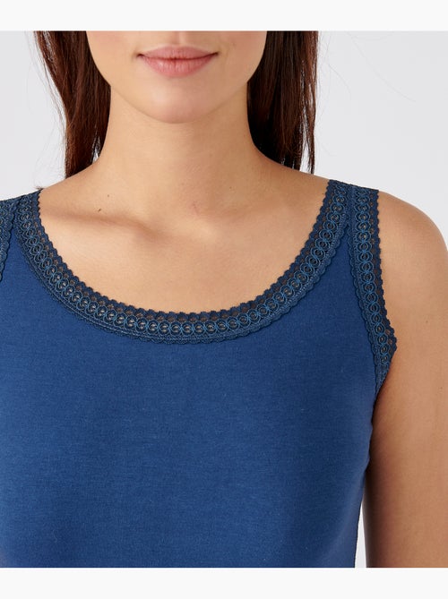 Débardeur Essential en coton extensible, orné de dentelle - Damart - Kiabi