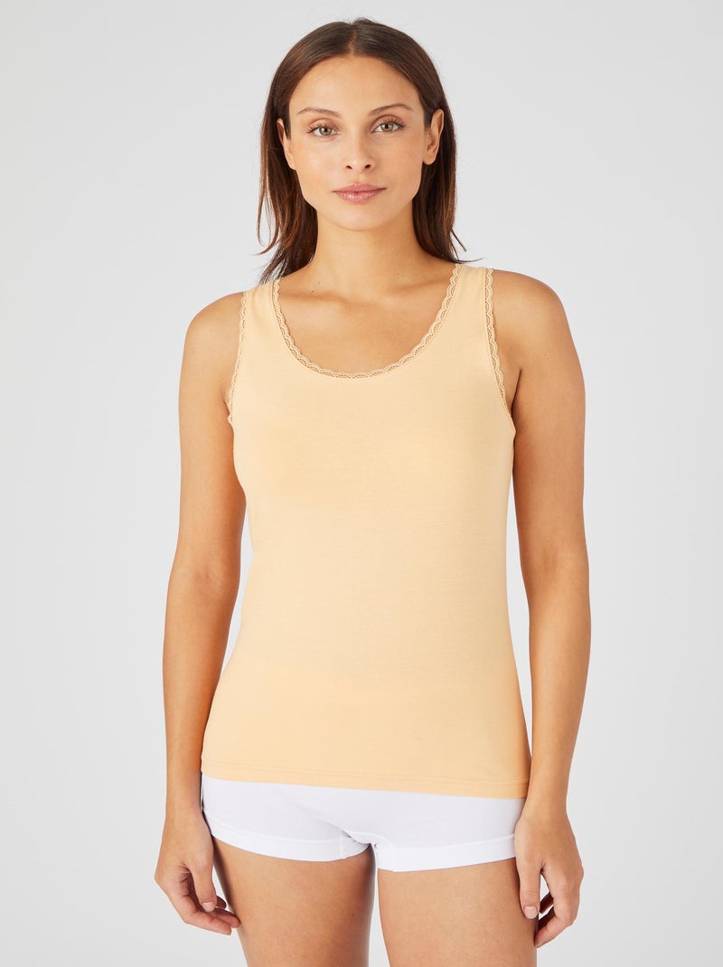 Débardeur Essential maille jersey extensible - Damart Abricot - Kiabi