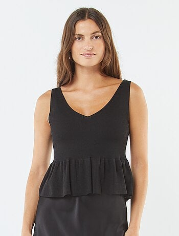 Débardeur évasée en maille côtelée