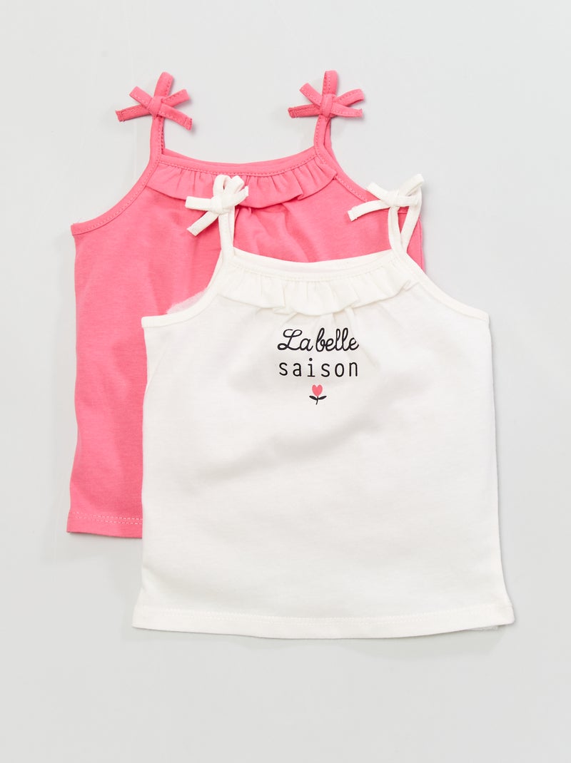 Débardeur fantaisie avec imprimé - 2 pièces Rose/blanc - Kiabi