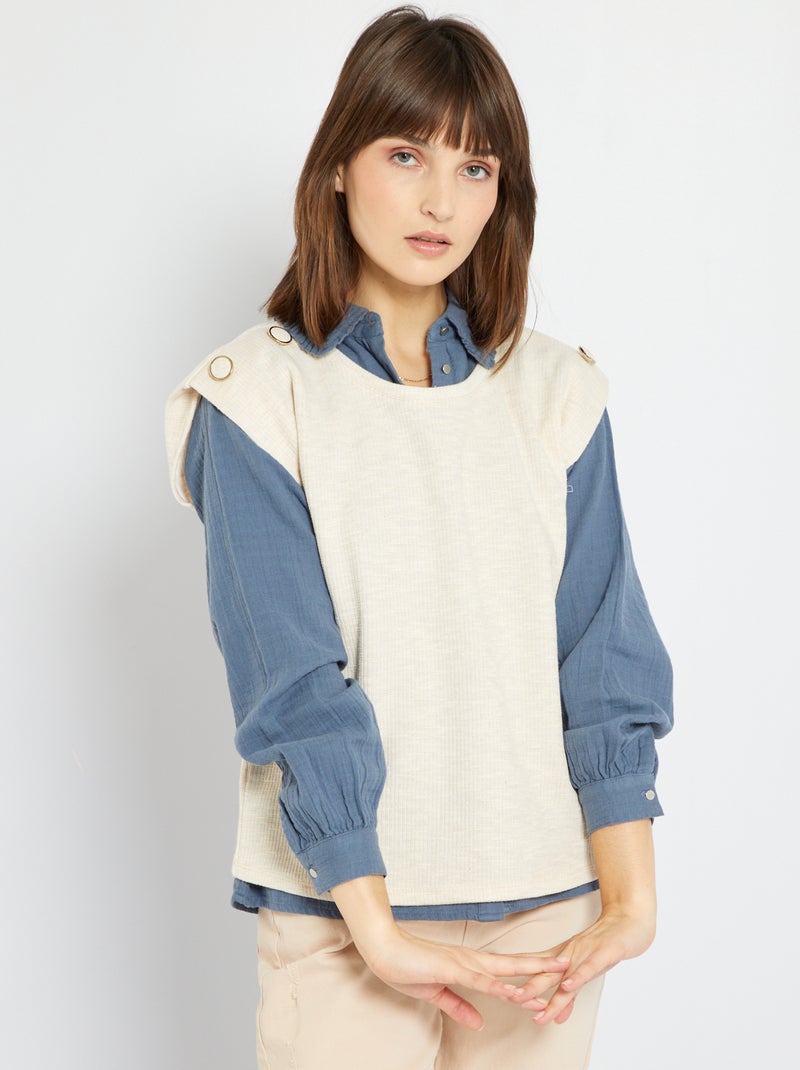 Débardeur fantaisie beige - Kiabi
