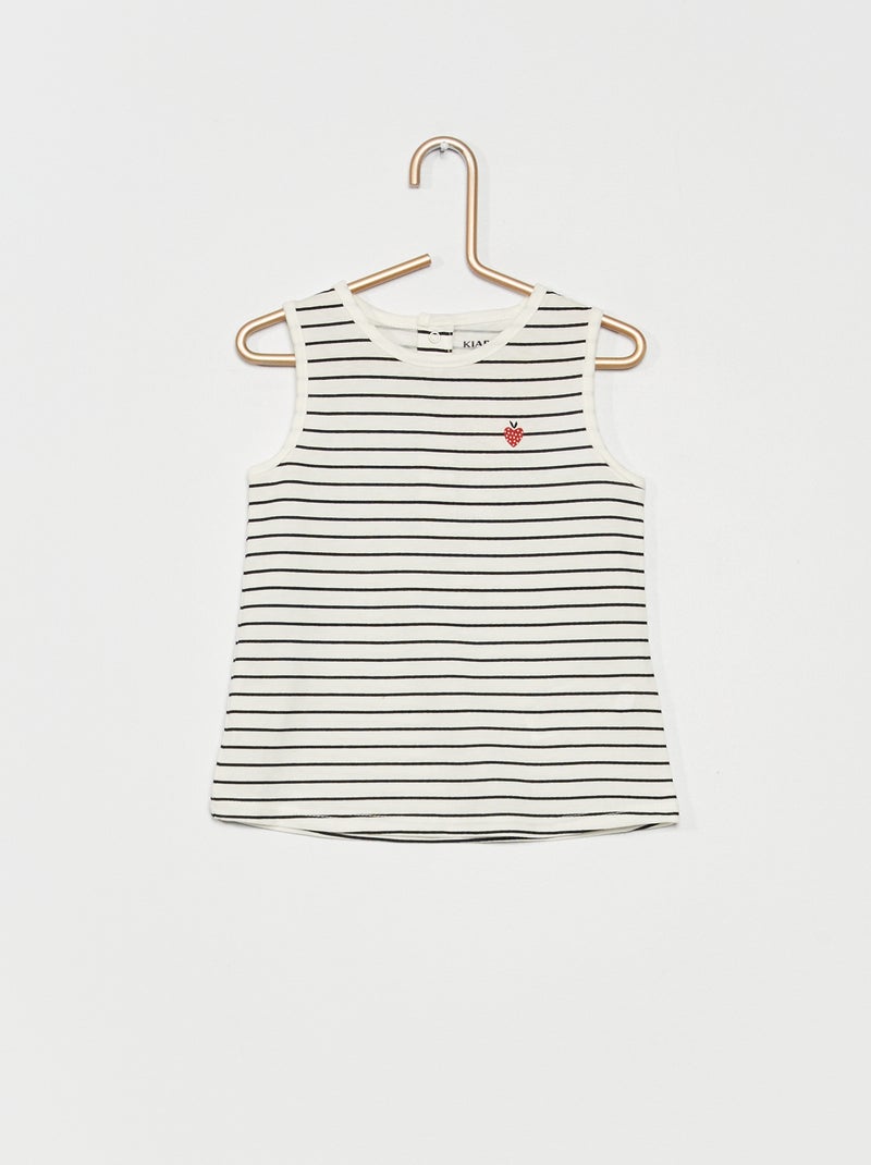 Débardeur fantaisie en coton Blanc - Kiabi