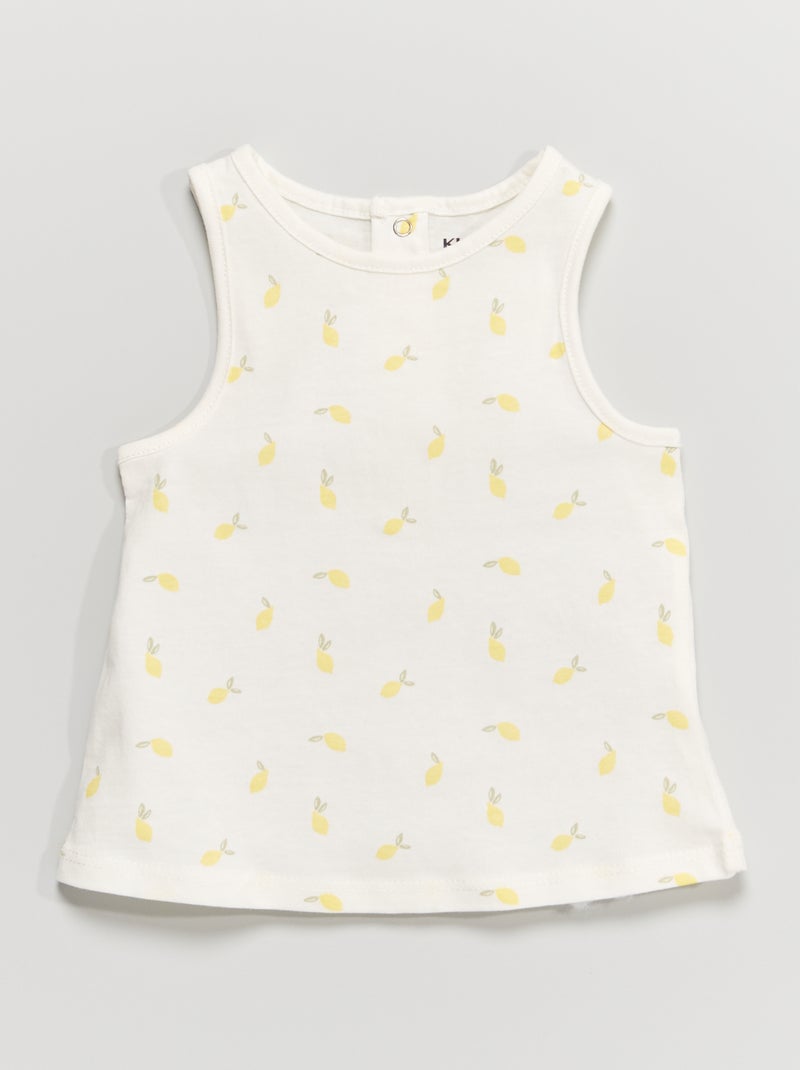 Débardeur fantaisie en coton Blanc/jaune - Kiabi