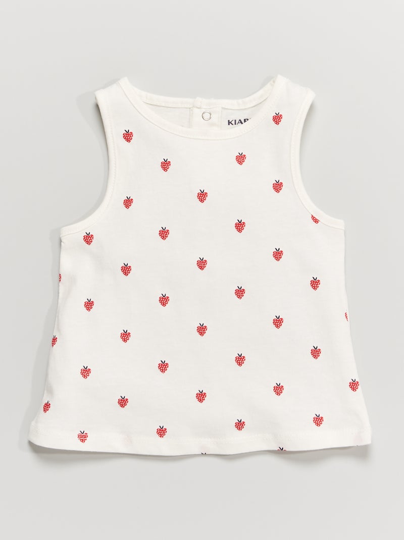 Débardeur fantaisie en coton Blanc/rouge - Kiabi