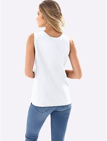 Débardeur féminin à encolure arrondie avec fentes latérales - Taille standard - Moda Vilona