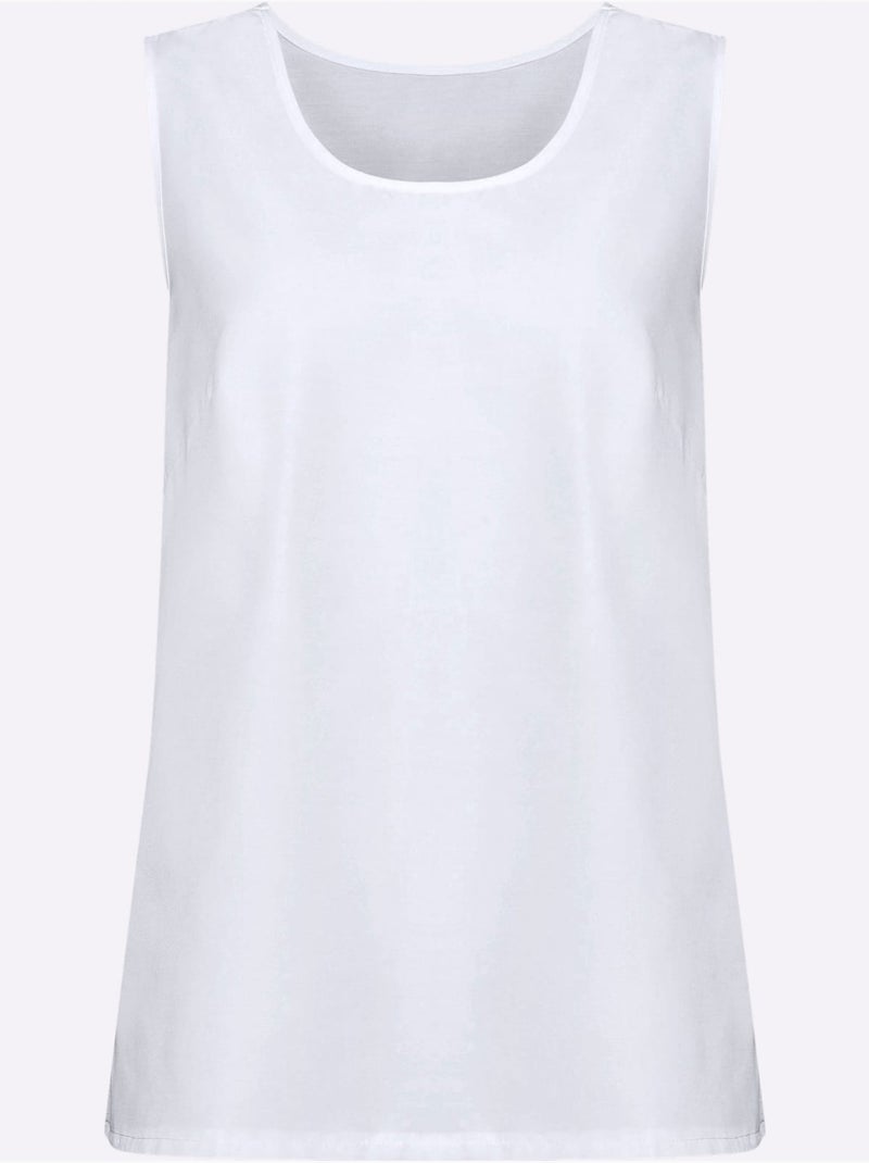 Débardeur féminin à encolure arrondie avec fentes latérales - Taille standard - Moda Vilona Blanc - Kiabi