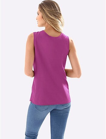 Débardeur féminin à encolure arrondie avec fentes latérales - Taille standard - Moda Vilona