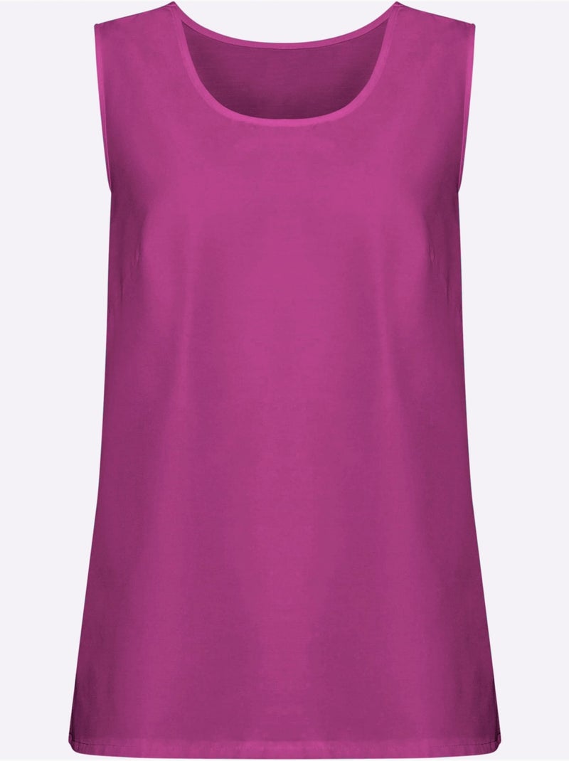 Débardeur féminin à encolure arrondie avec fentes latérales - taille standard - moda vilona Rose fushia - Kiabi