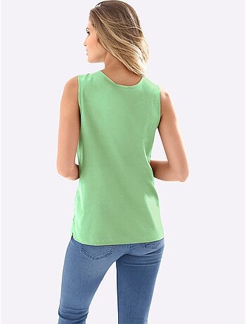 Débardeur féminin avec encolure arrondie et fentes latérales - Taille standard - Moda Vilona