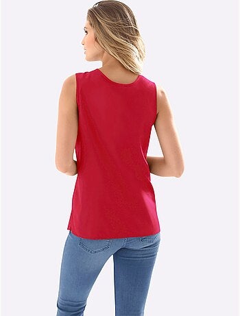 Débardeur féminin à encolure arrondie avec fentes latérales - Taille standard - Moda Vilona