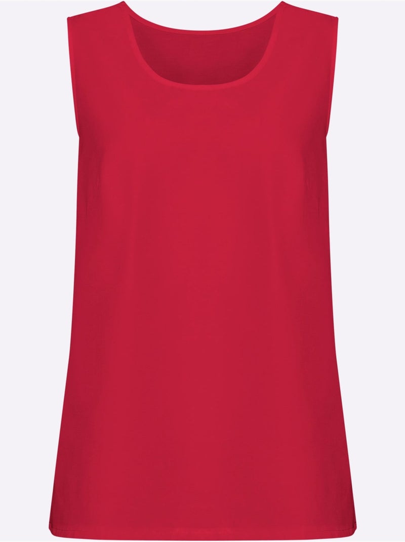 Débardeur féminin à encolure arrondie et fentes latérales - Taille standard - Moda Vilona Rouge - Kiabi