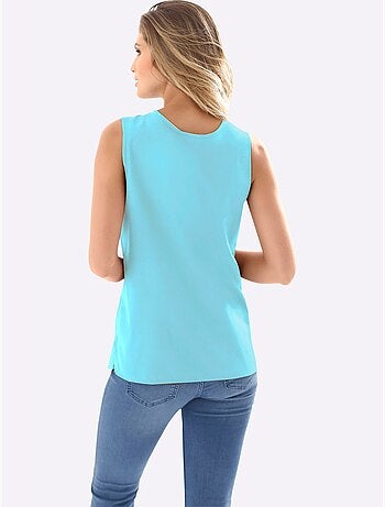 Débardeur féminin à encolure arrondie avec fentes latérales - Taille standard - Moda Vilona