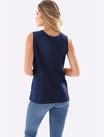 Débardeur féminin à encolure arrondie avec fentes latérales - Taille standard - Moda Vilona