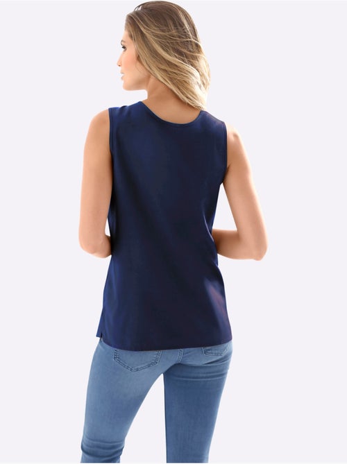 Débardeur féminin avec encolure arrondie et fentes latérales - Taille standard - Moda Vilona - Kiabi