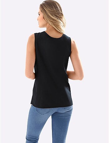 Débardeur féminin à encolure arrondie avec fentes latérales - Taille standard - Moda Vilona