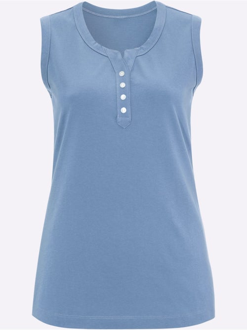 Débardeur femme à col V et patte de boutonnage nacré - Taille standard - Moda Vilona - Kiabi Débardeur femme à col V et patte de boutonnage nacré - Taille standard - Moda Vilona - Kiabi