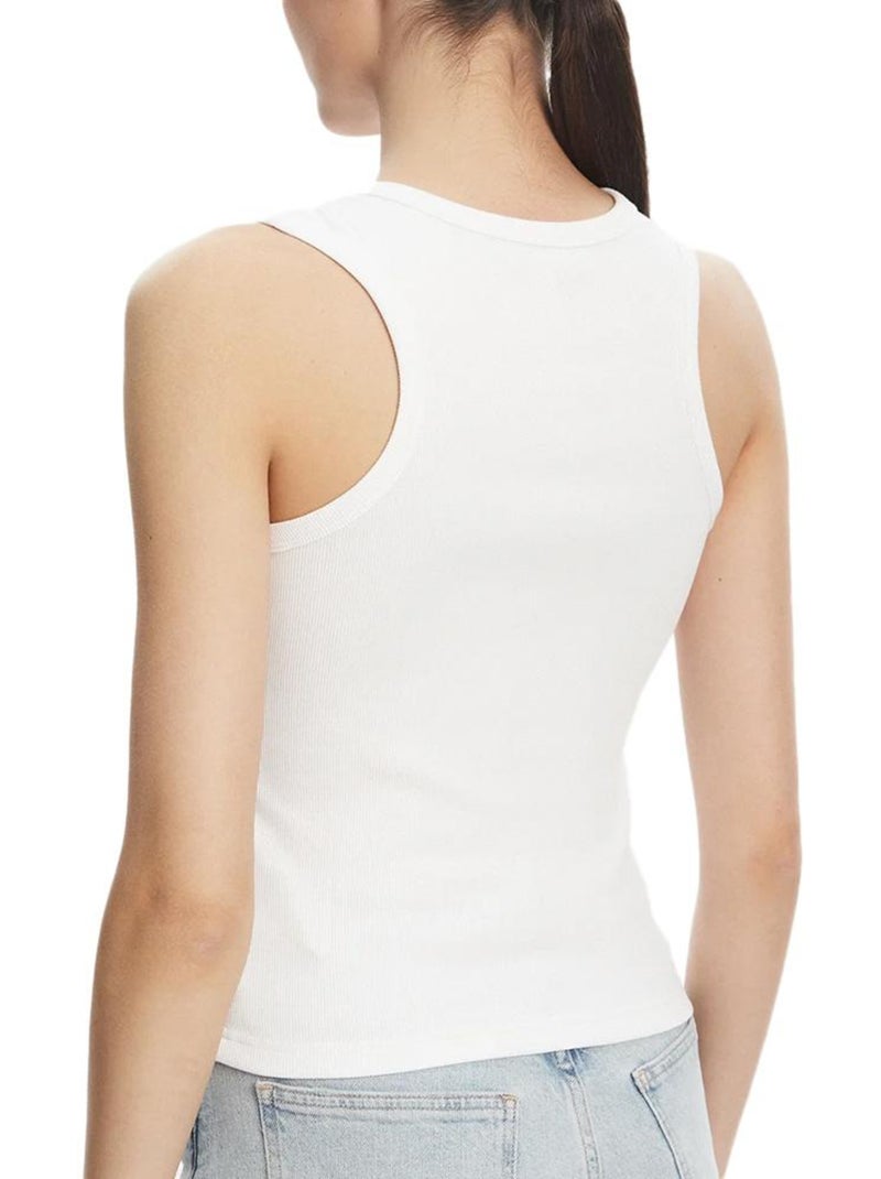 Débardeur femme calvin klein jeans a woven label Blanc - Kiabi