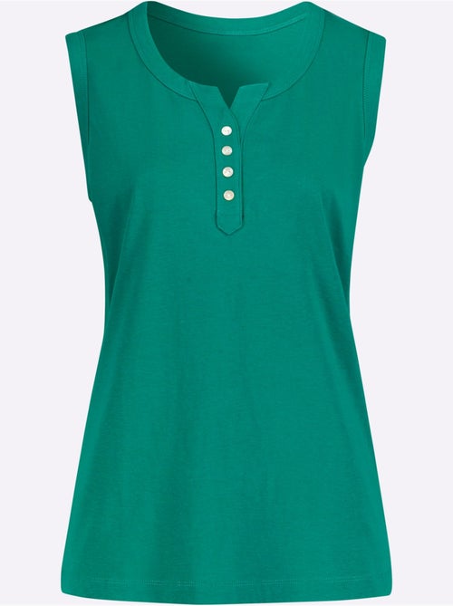 Débardeur femme col rond à patte de boutonnage avec boutons nacrés - Taille standard - Moda Vilona - Kiabi Débardeur femme col rond à patte de boutonnage avec boutons nacrés - Taille standard - Moda Vilona - Kiabi