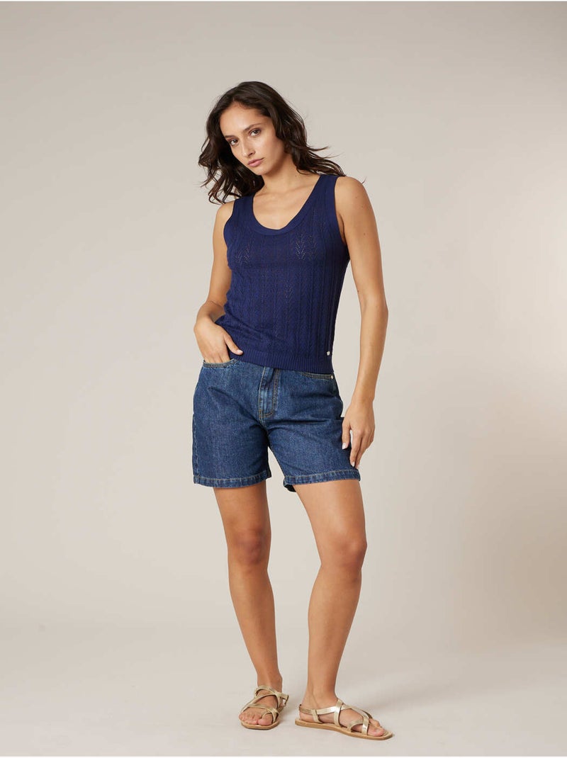 Débardeur femme en coton 'Deeluxe' Bleu marine - Kiabi