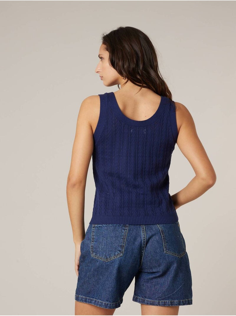 Débardeur femme en coton 'Deeluxe' Bleu marine - Kiabi