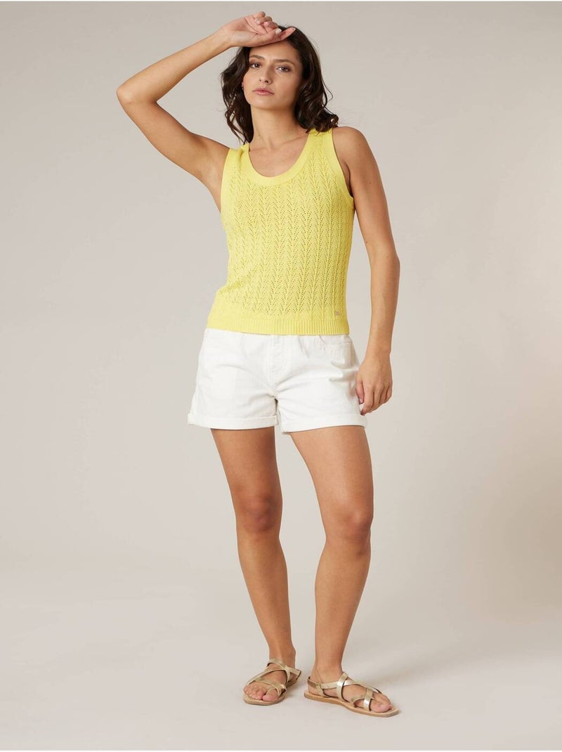 Débardeur femme en coton 'Deeluxe' Jaune - Kiabi