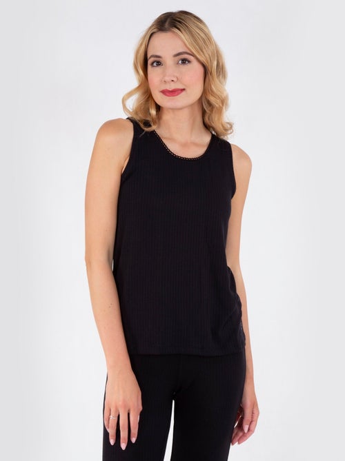 Débardeur femme maille côtelée noir Isotoner - Kiabi