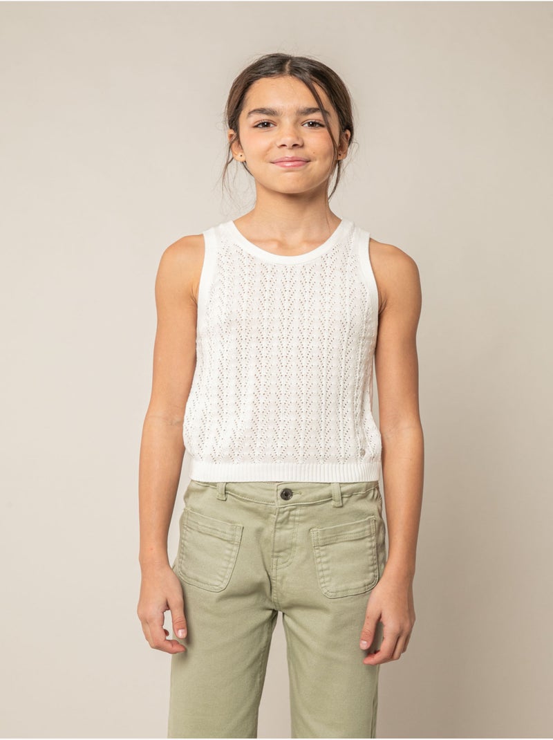 Débardeur fille en coton 'Deeluxe' Blanc - Kiabi