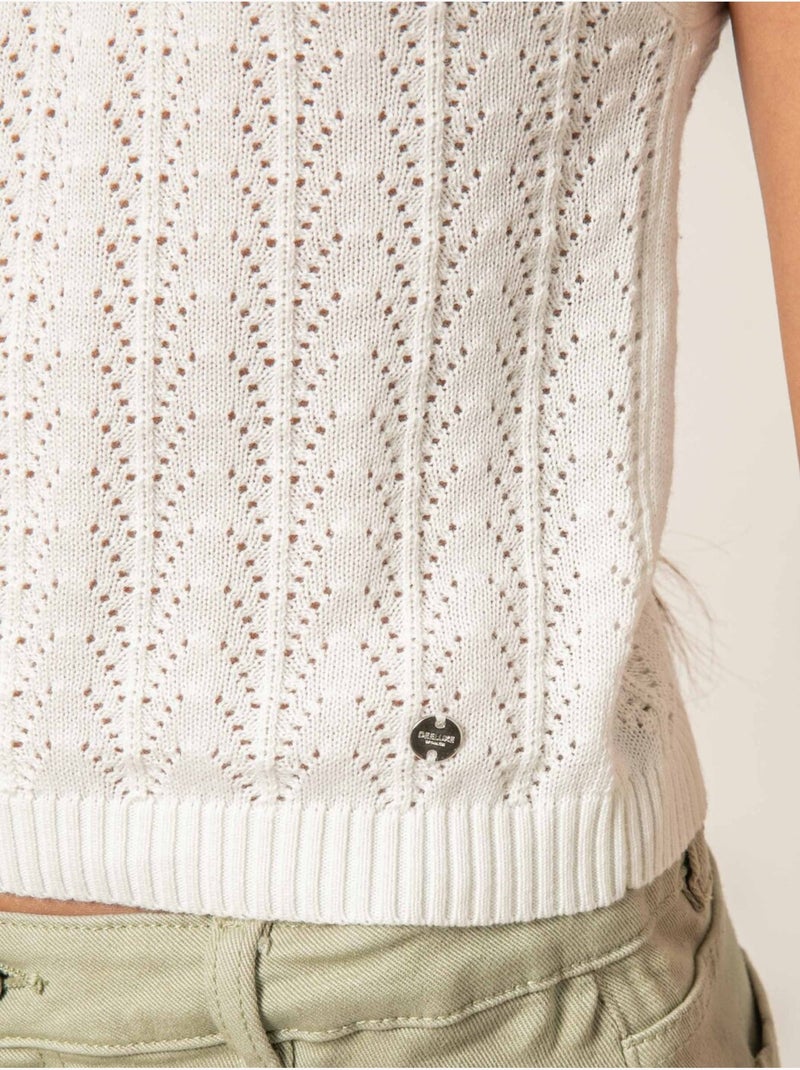 Débardeur fille en coton 'Deeluxe' Blanc - Kiabi