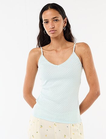 Débardeur fine bretelle réglable en coton uni