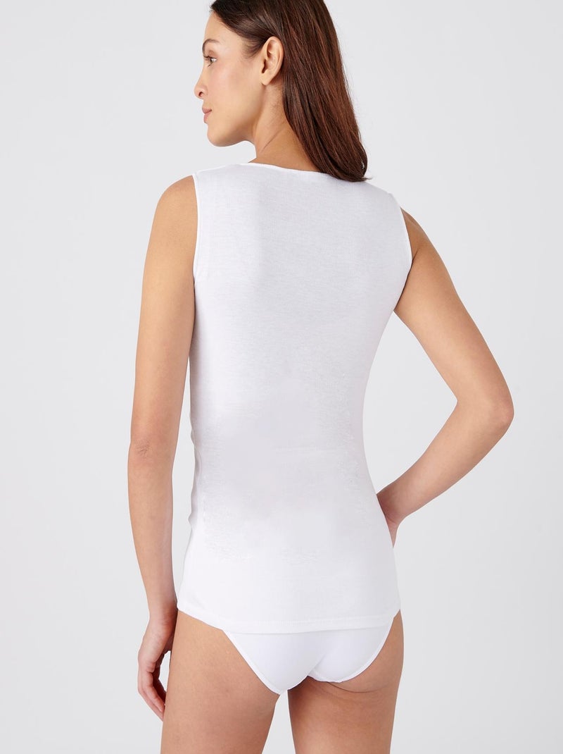 Débardeur fine côte guipure Thermolactyl thermique - Damart Blanc - Kiabi