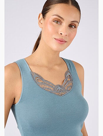 Débardeur fine côte guipure Thermolactyl thermique - Damart