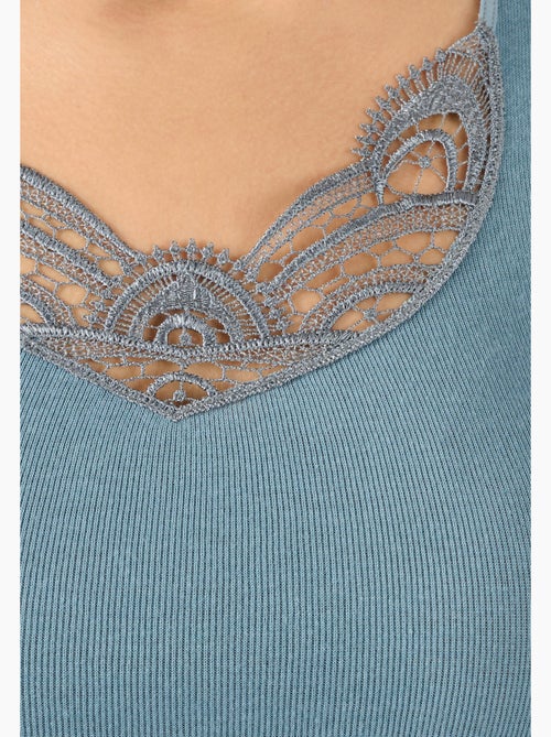 Débardeur fine côte guipure Thermolactyl thermique - Damart - Kiabi