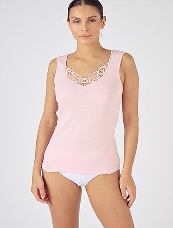 Débardeur fine côte guipure Thermolactyl thermique - Damart