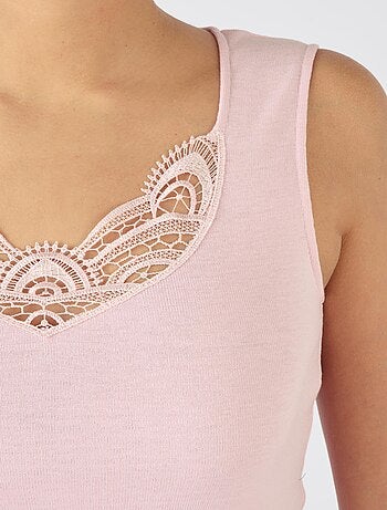 Débardeur fine côte guipure Thermolactyl thermique - Damart